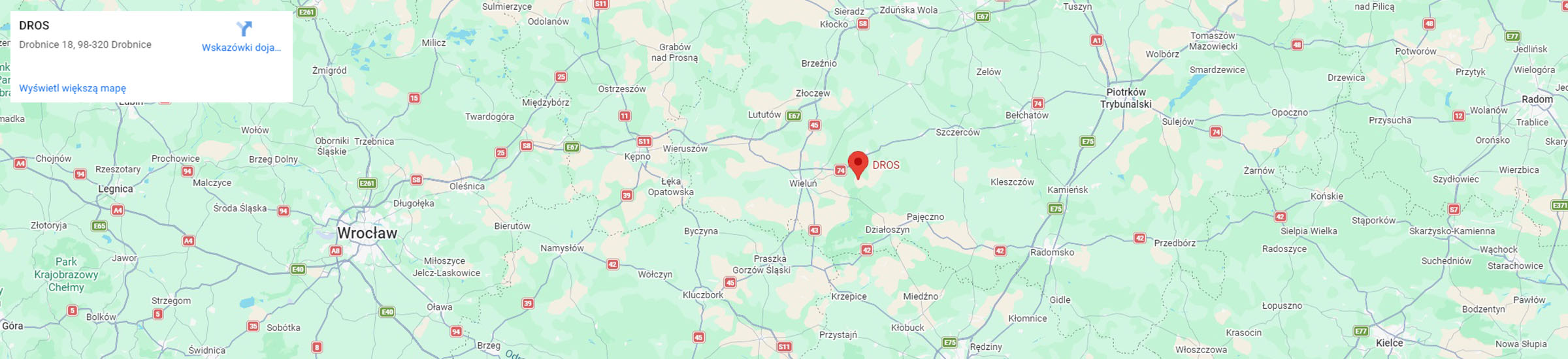 Mapa jak dojechać do firmy DROS